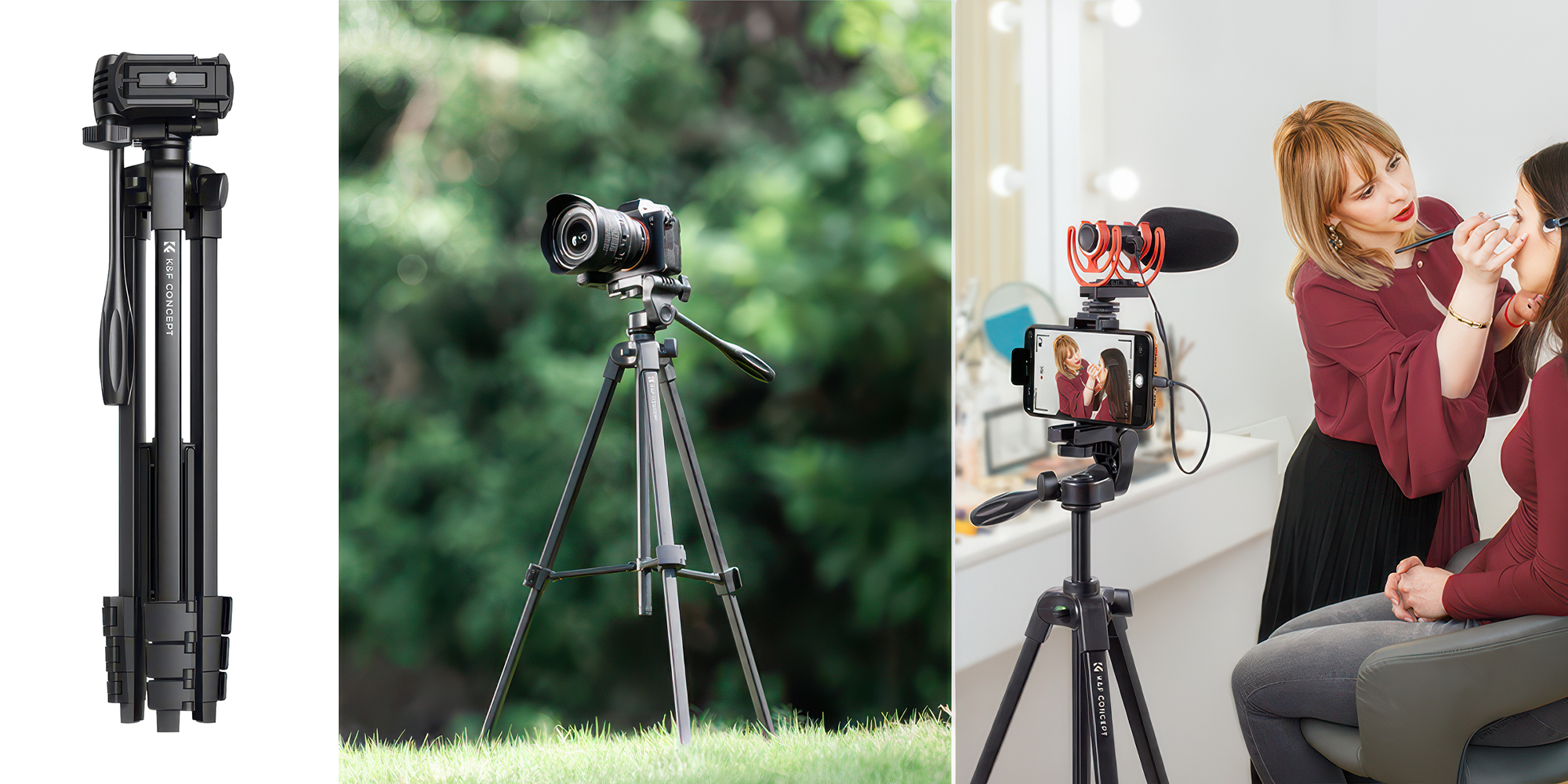 Statyw video K&F Concept S174A1 z uchwytem na telefon i pilotem - czarny - Wszechstronność działania